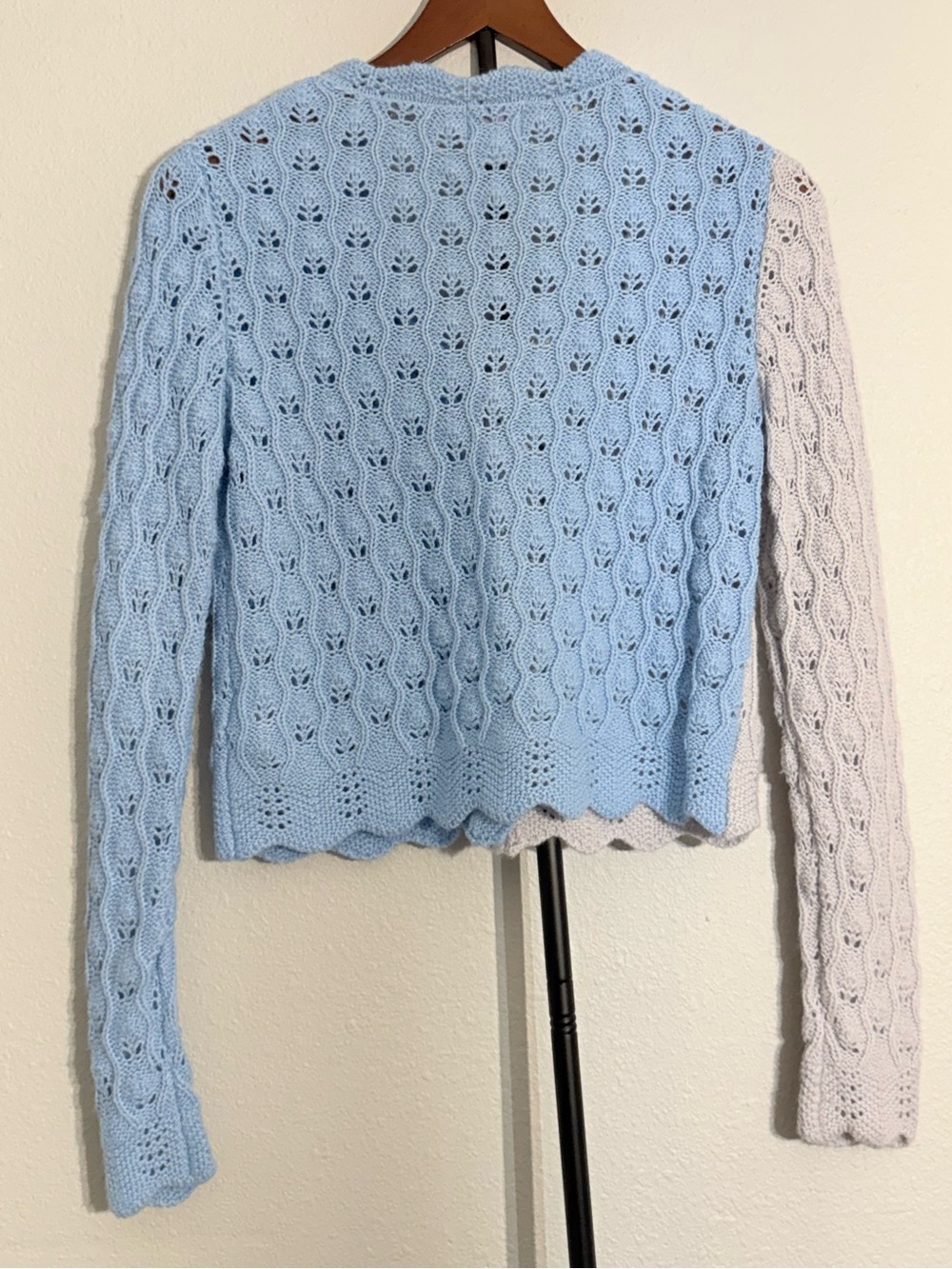 Anthropologie Find Me Now Lumi Wool Blend Colorblock Cardigan Blue Pink Size S - Picture 12 of 13